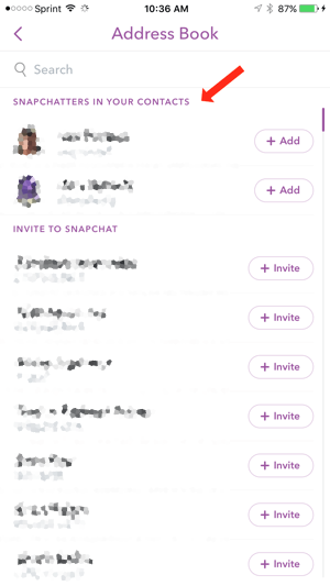 Snapchat Address Book Search